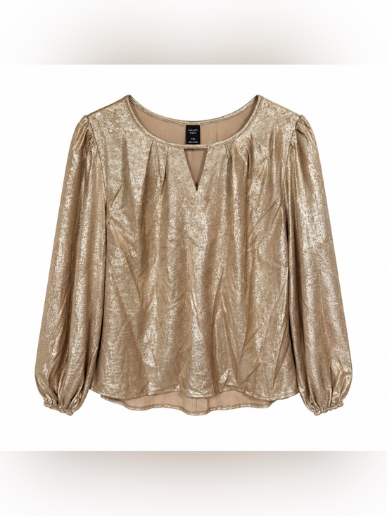Emery Rose Tops - Emery Rose Metallic Gold Shimmer Blouse Plus Size 1XL